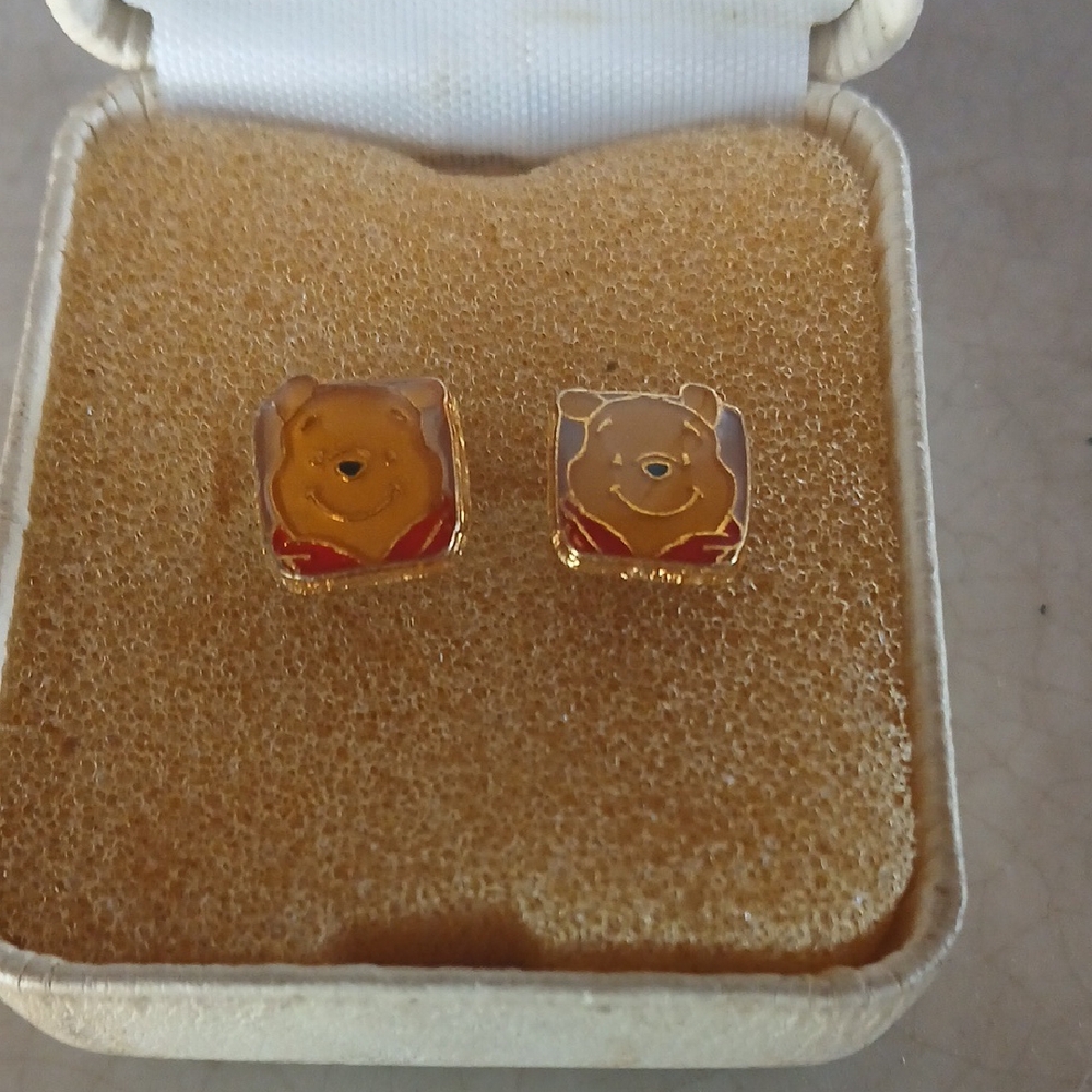 Disney Winnie the Pooh Gold and Red Earrings